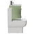 Napoli Olive Green 600mm Vanity Unit and Toilet Suite including Tacoma Close Coupled Toilet and Floor Standing Vanity Unit with 2 Drawers and Matt Black Handles View from Side