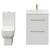 Napoli Gloss White 600mm Vanity Unit and Toilet Suite including Tacoma Close Coupled Toilet and Floor Standing Vanity Unit with 2 Drawers and Brushed Brass Handles View from Front