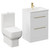 Napoli Gloss White 600mm Vanity Unit and Toilet Suite including Tacoma Close Coupled Toilet and Floor Standing Vanity Unit with 2 Drawers and Brushed Brass Handles Left Hand View