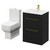 Napoli Nero Oak 600mm Vanity Unit and Toilet Suite including Tacoma Close Coupled Toilet and Floor Standing Vanity Unit with 2 Drawers and Brushed Brass Handles Right Hand View