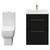 Napoli Nero Oak 600mm Vanity Unit and Toilet Suite including Tacoma Close Coupled Toilet and Floor Standing Vanity Unit with 2 Drawers and Brushed Brass Handles View from Front