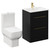 Napoli Nero Oak 600mm Vanity Unit and Toilet Suite including Tacoma Close Coupled Toilet and Floor Standing Vanity Unit with 2 Drawers and Brushed Brass Handles Left Hand View