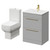 Napoli Gloss Grey Pearl 600mm Vanity Unit and Toilet Suite including Tacoma Close Coupled Toilet and Floor Standing Vanity Unit with 2 Doors and Brushed Brass Handles Right Hand View