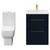 Napoli Deep Blue 600mm Vanity Unit and Toilet Suite including Tacoma Close Coupled Toilet and Floor Standing Vanity Unit with 2 Drawers and Brushed Brass Handles View from Front