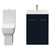 Napoli Deep Blue 600mm Vanity Unit and Toilet Suite including Tacoma Comfort Height Toilet and Floor Standing Vanity Unit with 2 Doors and Brushed Brass Handles View from Front
