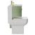 Napoli Olive Green 600mm Vanity Unit and Toilet Suite including Tacoma Comfort Height Toilet and Floor Standing Vanity Unit with 2 Doors and Brushed Brass Handles View from Side
