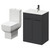 Napoli Gloss Grey 600mm Vanity Unit and Toilet Suite including Tacoma Close Coupled Toilet and Floor Standing Vanity Unit with 2 Doors and Gunmetal Grey Handles Right Hand View
