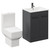 Napoli Gloss Grey 600mm Vanity Unit and Toilet Suite including Tacoma Close Coupled Toilet and Floor Standing Vanity Unit with 2 Doors and Gunmetal Grey Handles Left Hand View