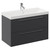 Napoli Gloss Grey 800mm Wall Mounted Vanity Unit with 1 Tap Hole Slim Edge Basin and 2 Drawers with Chrome Handles Left Hand View