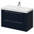Napoli Deep Blue 800mm Wall Mounted Vanity Unit with 1 Tap Hole Slim Edge Basin and 2 Drawers with Chrome Handles Right Hand View