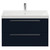 Napoli Deep Blue 800mm Wall Mounted Vanity Unit with 1 Tap Hole Slim Edge Basin and 2 Drawers with Chrome Handles View from Front