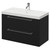 Napoli Nero Oak 800mm Wall Mounted Vanity Unit with 1 Tap Hole Slim Edge Basin and 2 Drawers with Chrome Handles Right Hand View