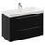Napoli Nero Oak 800mm Wall Mounted Vanity Unit with 1 Tap Hole Slim Edge Basin and 2 Drawers with Chrome Handles Left Hand View
