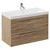 Napoli Bordalino Oak 800mm Wall Mounted Vanity Unit with 1 Tap Hole Slim Edge Basin and 2 Drawers with Chrome Handles Left Hand View