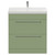 Napoli Olive Green 800mm Floor Standing Vanity Unit with 1 Tap Hole Slim Edge Basin and 2 Drawers with Chrome Handles View from Front