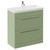 Napoli Olive Green 800mm Floor Standing Vanity Unit with 1 Tap Hole Slim Edge Basin and 2 Drawers with Chrome Handles Left Hand View