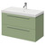 Napoli Olive Green 800mm Wall Mounted Vanity Unit with 1 Tap Hole Slim Edge Basin and 2 Drawers with Chrome Handles Right Hand View