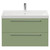 Napoli Olive Green 800mm Wall Mounted Vanity Unit with 1 Tap Hole Slim Edge Basin and 2 Drawers with Chrome Handles View from Front