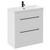 Napoli Gloss White 800mm Floor Standing Vanity Unit with 1 Tap Hole Slim Edge Basin and 2 Drawers with Matt Black Handles Left Hand View