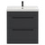 Napoli Gloss Grey 800mm Floor Standing Vanity Unit with 1 Tap Hole Slim Edge Basin and 2 Drawers with Matt Black Handles View from Front