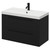 Napoli Nero Oak 800mm Wall Mounted Vanity Unit with 1 Tap Hole Slim Edge Basin and 2 Drawers with Matt Black Handles Right Hand View