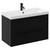 Napoli Nero Oak 800mm Wall Mounted Vanity Unit with 1 Tap Hole Slim Edge Basin and 2 Drawers with Matt Black Handles Left Hand View