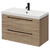 Napoli Bordalino Oak 800mm Wall Mounted Vanity Unit with 1 Tap Hole Slim Edge Basin and 2 Drawers with Matt Black Handles Right Hand View