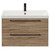 Napoli Bordalino Oak 800mm Wall Mounted Vanity Unit with 1 Tap Hole Slim Edge Basin and 2 Drawers with Matt Black Handles View from Front