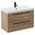 Napoli Bordalino Oak 800mm Wall Mounted Vanity Unit with 1 Tap Hole Slim Edge Basin and 2 Drawers with Matt Black Handles Left Hand View