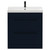 Napoli Deep Blue 800mm Floor Standing Vanity Unit with 1 Tap Hole Slim Edge Basin and 2 Drawers with Matt Black Handles View from Front