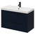 Napoli Deep Blue 800mm Wall Mounted Vanity Unit with 1 Tap Hole Slim Edge Basin and 2 Drawers with Matt Black Handles Right Hand View