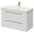 Napoli Gloss White 800mm Wall Mounted Vanity Unit with 1 Tap Hole Slim Edge Basin and 2 Drawers with Brushed Brass Handles Right Hand View