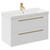 Napoli Gloss White 800mm Wall Mounted Vanity Unit with 1 Tap Hole Slim Edge Basin and 2 Drawers with Brushed Brass Handles Left Hand View