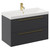 Napoli Gloss Grey 800mm Wall Mounted Vanity Unit with 1 Tap Hole Slim Edge Basin and 2 Drawers with Brushed Brass Handles Left Hand View