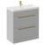 Napoli Gloss Grey Pearl 800mm Floor Standing Vanity Unit with 1 Tap Hole Slim Edge Basin and 2 Drawers with Brushed Brass Handles Left Hand View