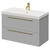 Napoli Gloss Grey Pearl 800mm Wall Mounted Vanity Unit with 1 Tap Hole Slim Edge Basin and 2 Drawers with Brushed Brass Handles Right Hand View