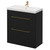 Napoli Nero Oak 800mm Floor Standing Vanity Unit with 1 Tap Hole Slim Edge Basin and 2 Drawers with Brushed Brass Handles Right Hand View