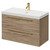 Napoli Bordalino Oak 800mm Wall Mounted Vanity Unit with 1 Tap Hole Slim Edge Basin and 2 Drawers with Brushed Brass Handles Right Hand View