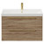 Napoli Bordalino Oak 800mm Wall Mounted Vanity Unit with 1 Tap Hole Slim Edge Basin and 2 Drawers with Brushed Brass Handles View from Front