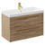 Napoli Bordalino Oak 800mm Wall Mounted Vanity Unit with 1 Tap Hole Slim Edge Basin and 2 Drawers with Brushed Brass Handles Left Hand View