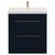 Napoli Deep Blue 800mm Floor Standing Vanity Unit with 1 Tap Hole Slim Edge Basin and 2 Drawers with Brushed Brass Handles View from Front