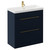 Napoli Deep Blue 800mm Floor Standing Vanity Unit with 1 Tap Hole Slim Edge Basin and 2 Drawers with Brushed Brass Handles Left Hand View