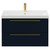 Napoli Deep Blue 800mm Wall Mounted Vanity Unit with 1 Tap Hole Slim Edge Basin and 2 Drawers with Brushed Brass Handles View from Front