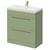 Napoli Olive Green 800mm Floor Standing Vanity Unit with 1 Tap Hole Slim Edge Basin and 2 Drawers with Brushed Brass Handles Right Hand View