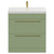 Napoli Olive Green 800mm Floor Standing Vanity Unit with 1 Tap Hole Slim Edge Basin and 2 Drawers with Brushed Brass Handles View from Front