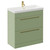 Napoli Olive Green 800mm Floor Standing Vanity Unit with 1 Tap Hole Slim Edge Basin and 2 Drawers with Brushed Brass Handles Left Hand View
