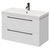 Napoli Gloss White 800mm Wall Mounted Vanity Unit with 1 Tap Hole Slim Edge Basin and 2 Drawers with Gunmetal Grey Handles Right Hand View