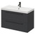Napoli Gloss Grey 800mm Wall Mounted Vanity Unit with 1 Tap Hole Slim Edge Basin and 2 Drawers with Gunmetal Grey Handles Right Hand View