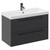 Napoli Gloss Grey 800mm Wall Mounted Vanity Unit with 1 Tap Hole Slim Edge Basin and 2 Drawers with Gunmetal Grey Handles Left Hand View