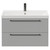 Napoli Gloss Grey Pearl 800mm Wall Mounted Vanity Unit with 1 Tap Hole Slim Edge Basin and 2 Drawers with Gunmetal Grey Handles View from Front